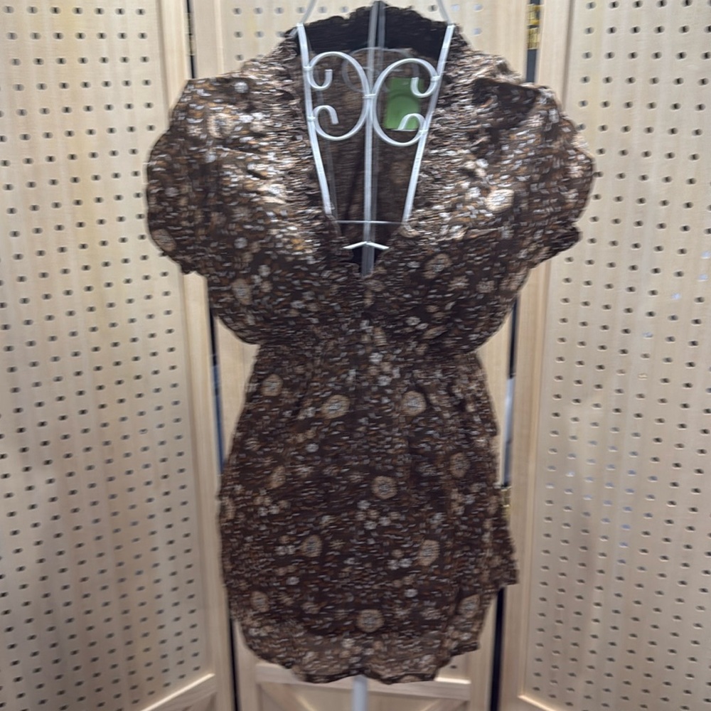 Karma Highway brown floral Patterned Blouse NWOT